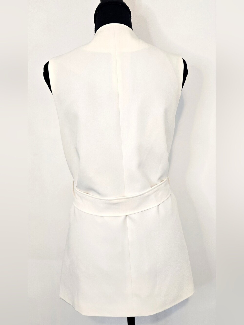 Sincerely Jules Ivory Belted Sleeveless Blazer Vest Open Front Chic Workwear - Picture 3 of 5